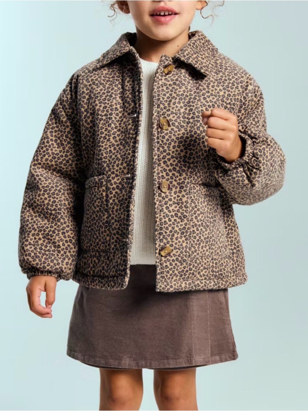 NEW Mango Kids Leopard Print Puffer Jacket - Tan & Black